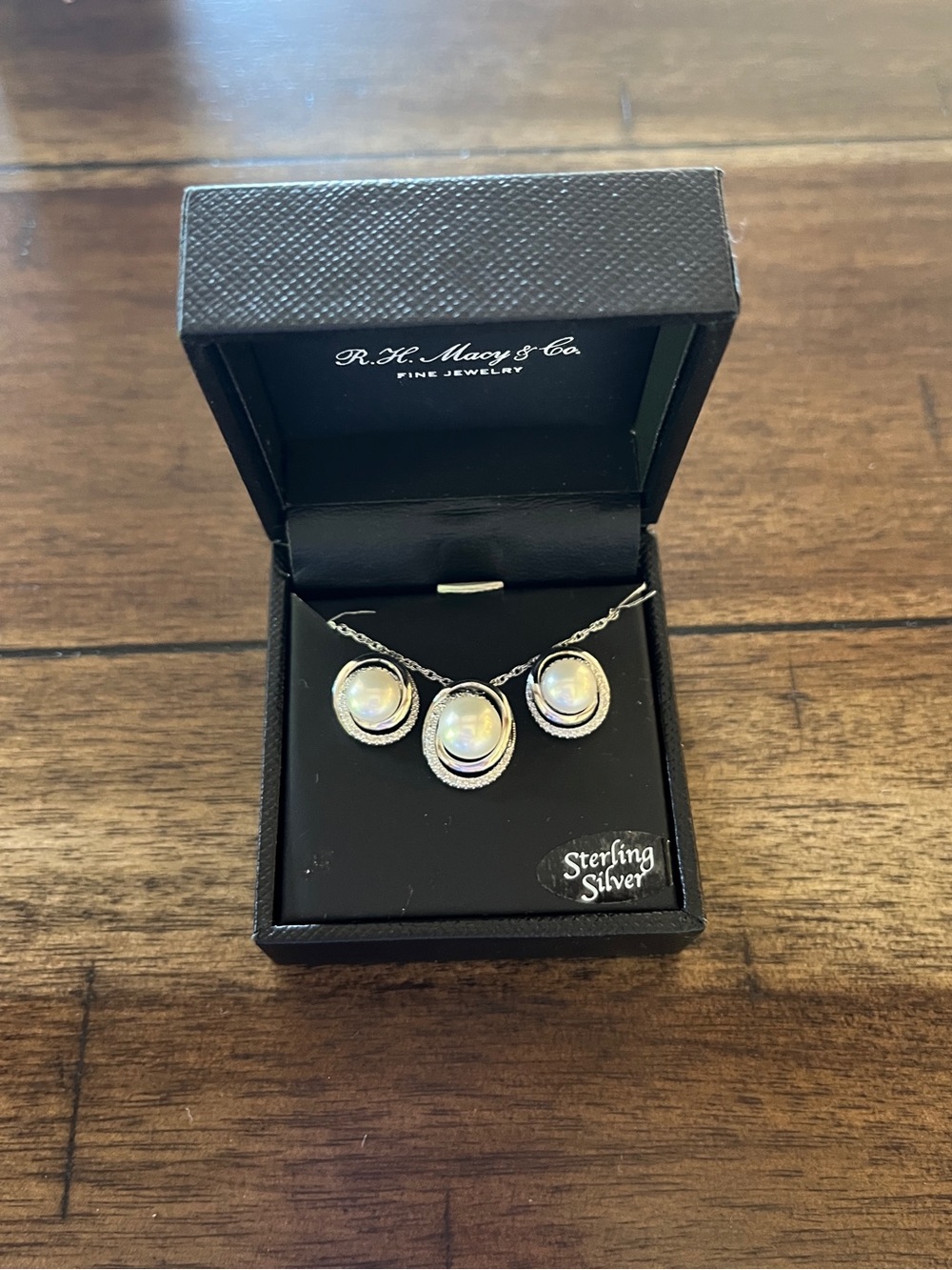 NWT Sterling Silver Opal Pendant Necklace and Earring Set